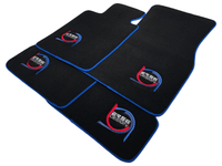 Black Floor Mats For BMW 3 Series E30 4-doors Sedan ER56 Design Limited Edition Blue Trim - AutoWin