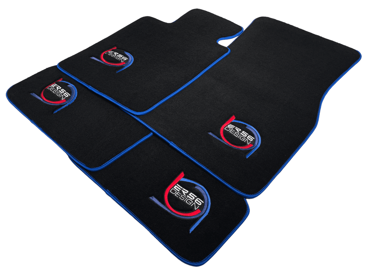 Black Floor Mats For BMW 3 Series E36 4-door Sedan ER56 Design Limited Edition Blue Trim - AutoWin