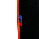 Black Floor Mats For BMW 3 Series E90 | Orange Trim - AutoWin