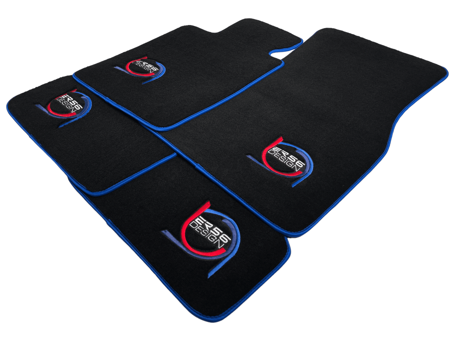 Black Floor Mats For BMW 3 Series F31 5-doors Wagon ER56 Design Limited Edition Blue Trim - AutoWin
