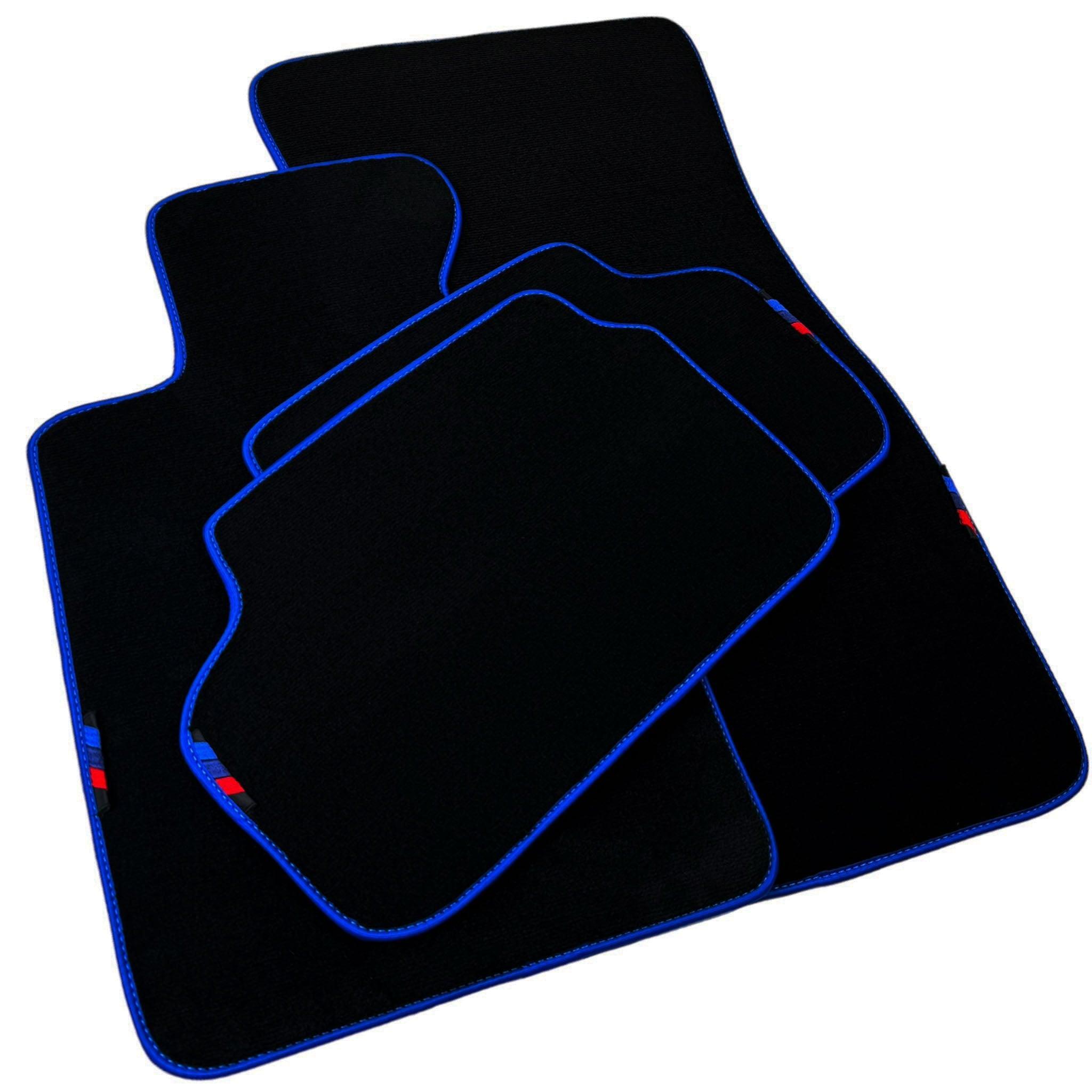Black Floor Mats For BMW 5 Series F07 Gt | Blue Trim - AutoWin