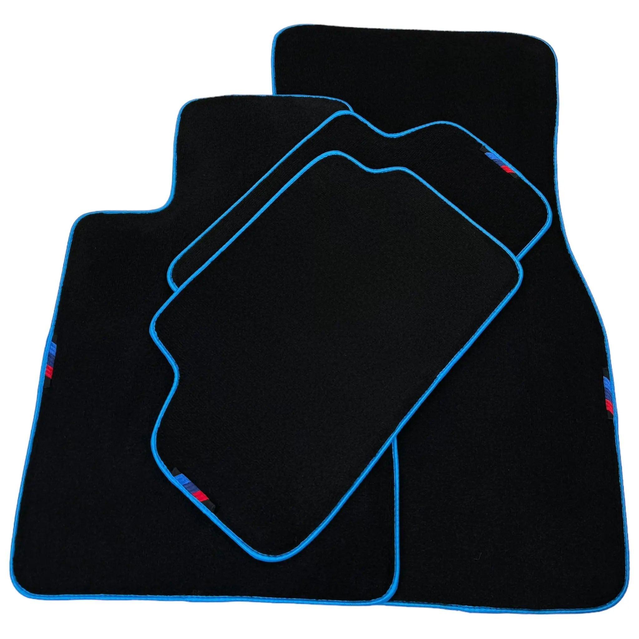 Black Floor Mats For BMW 5 Series F07 Gt | Sky Blue Trim - AutoWin