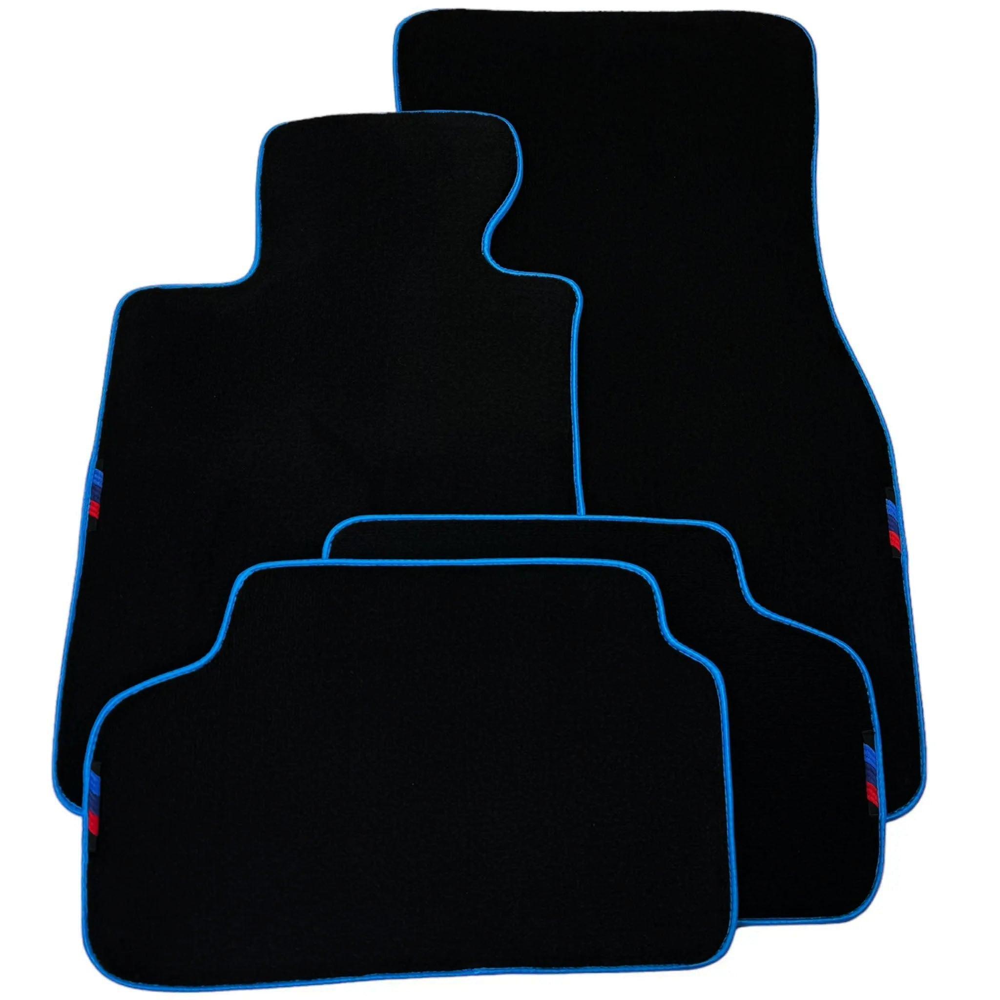 Black Floor Mats For BMW 5 Series F07 Gt | Sky Blue Trim - AutoWin