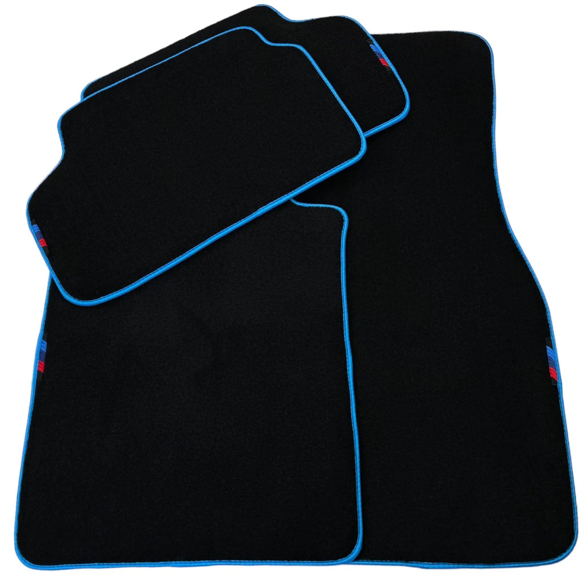 Black Floor Mats For BMW 5 Series F07 Gt | Sky Blue Trim - AutoWin