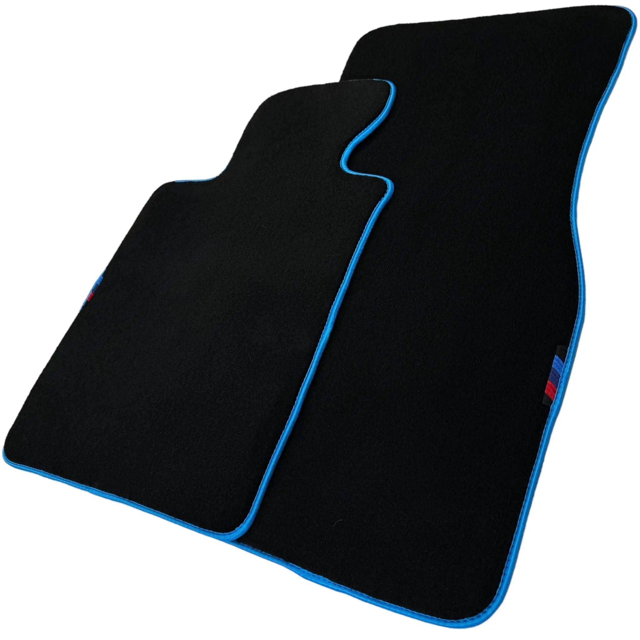 Black Floor Mats For BMW 5 Series F07 Gt | Sky Blue Trim - AutoWin
