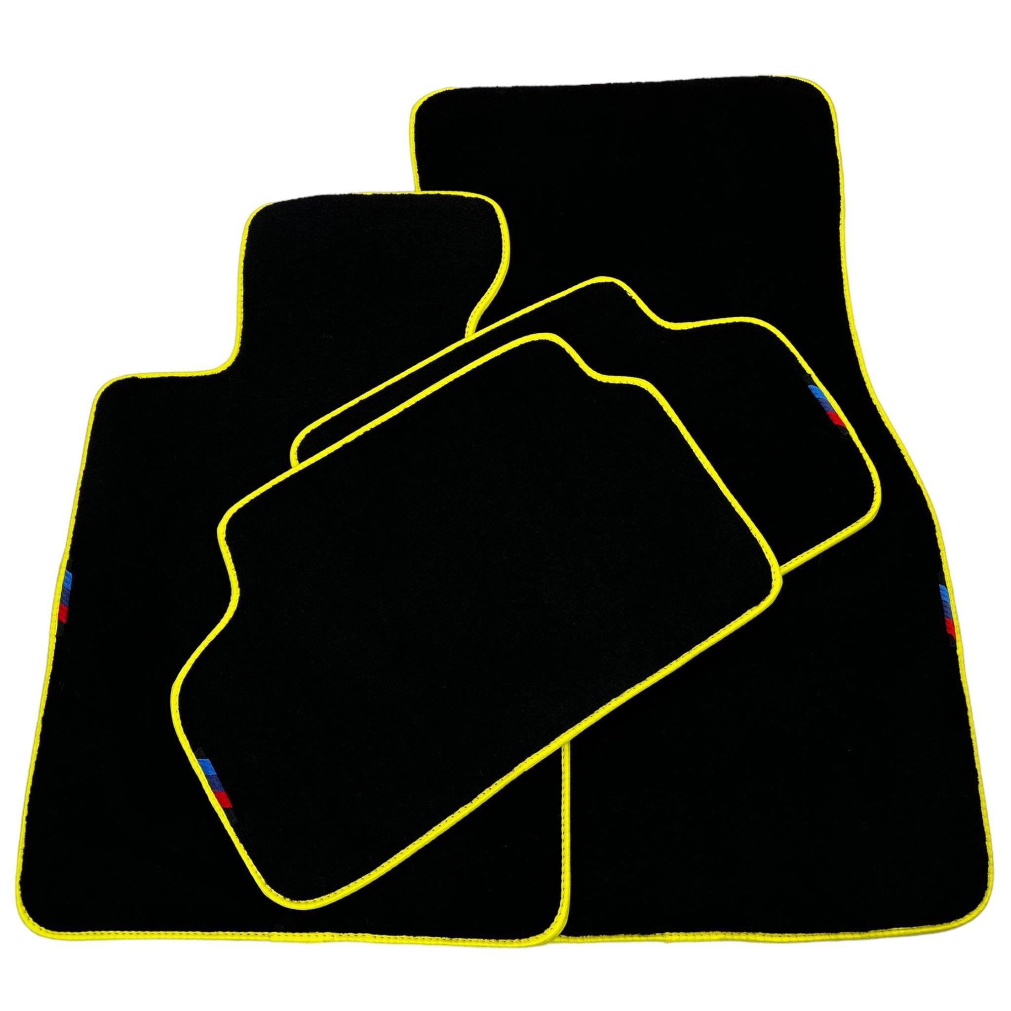 Black Floor Mats For BMW 5 Series F07 Gt | Yellow Trim - AutoWin