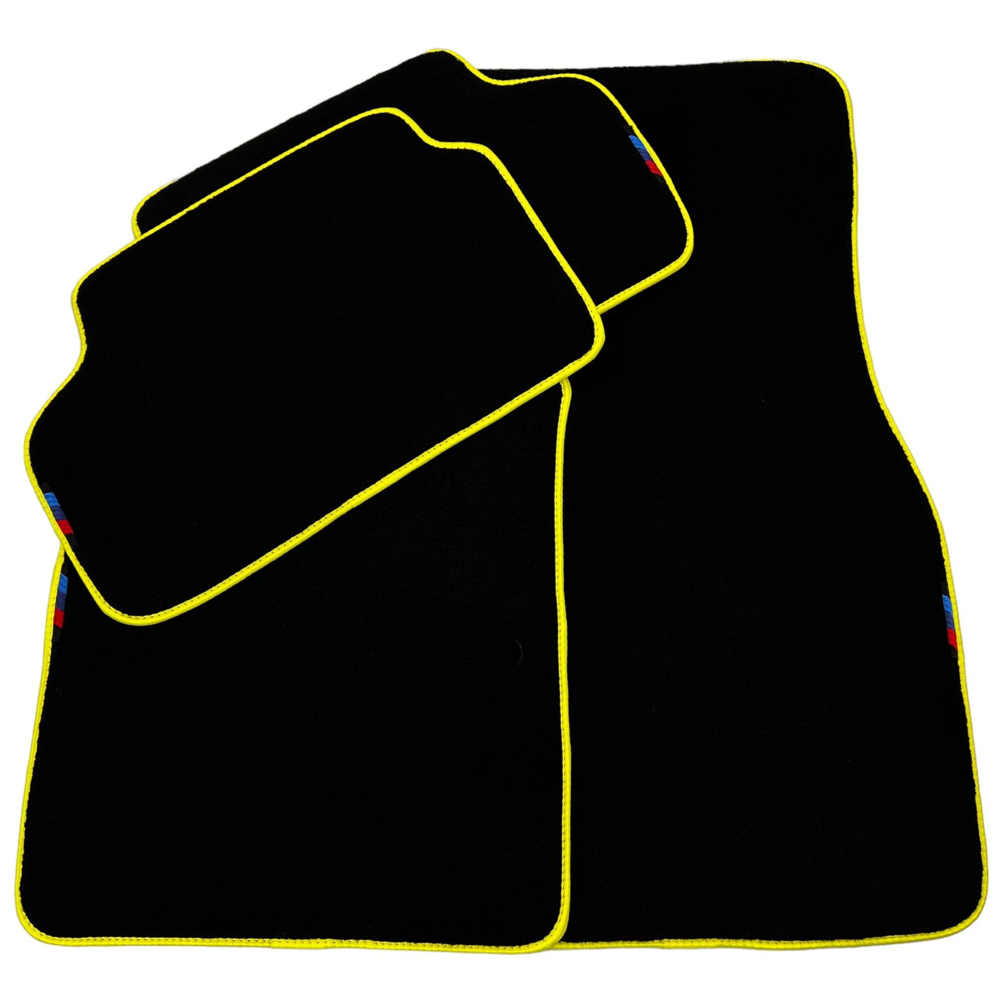 Black Floor Mats For BMW 5 Series F07 Gt | Yellow Trim - AutoWin