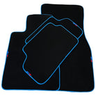 Black Floor Mats For BMW 5 Series F11 | Sky Blue Trim - AutoWin