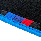 Black Floor Mats For BMW 5 Series F11 | Sky Blue Trim - AutoWin
