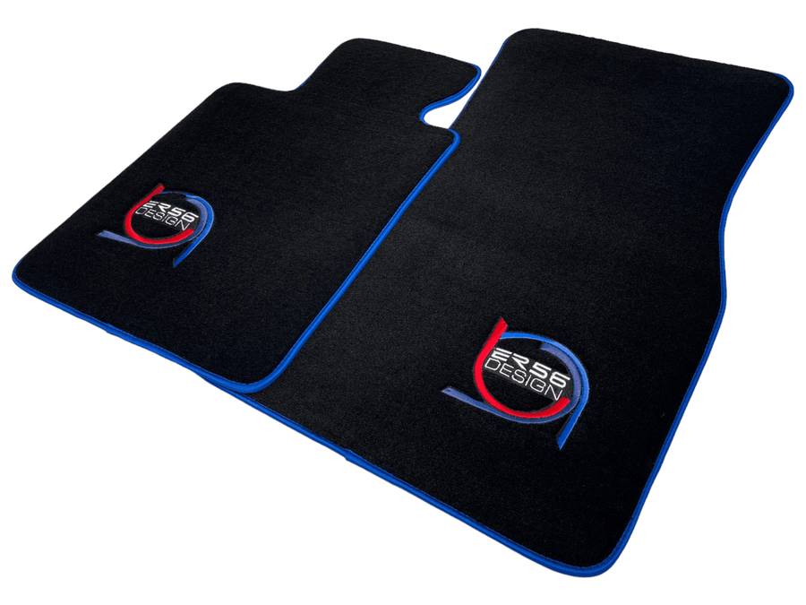 Black Floor Mats For BMW 6 Series E64 Convertible ER56 Design Limited Edition Blue Trim - AutoWin