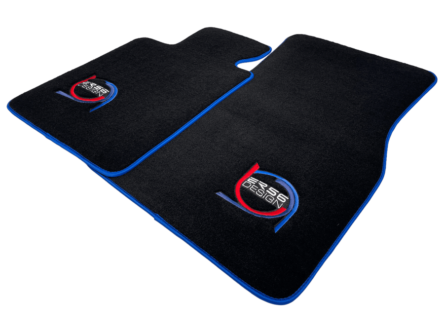 Black Floor Mats For BMW 7 Series E38 Long ER56 Design Limited Edition Blue Trim - AutoWin