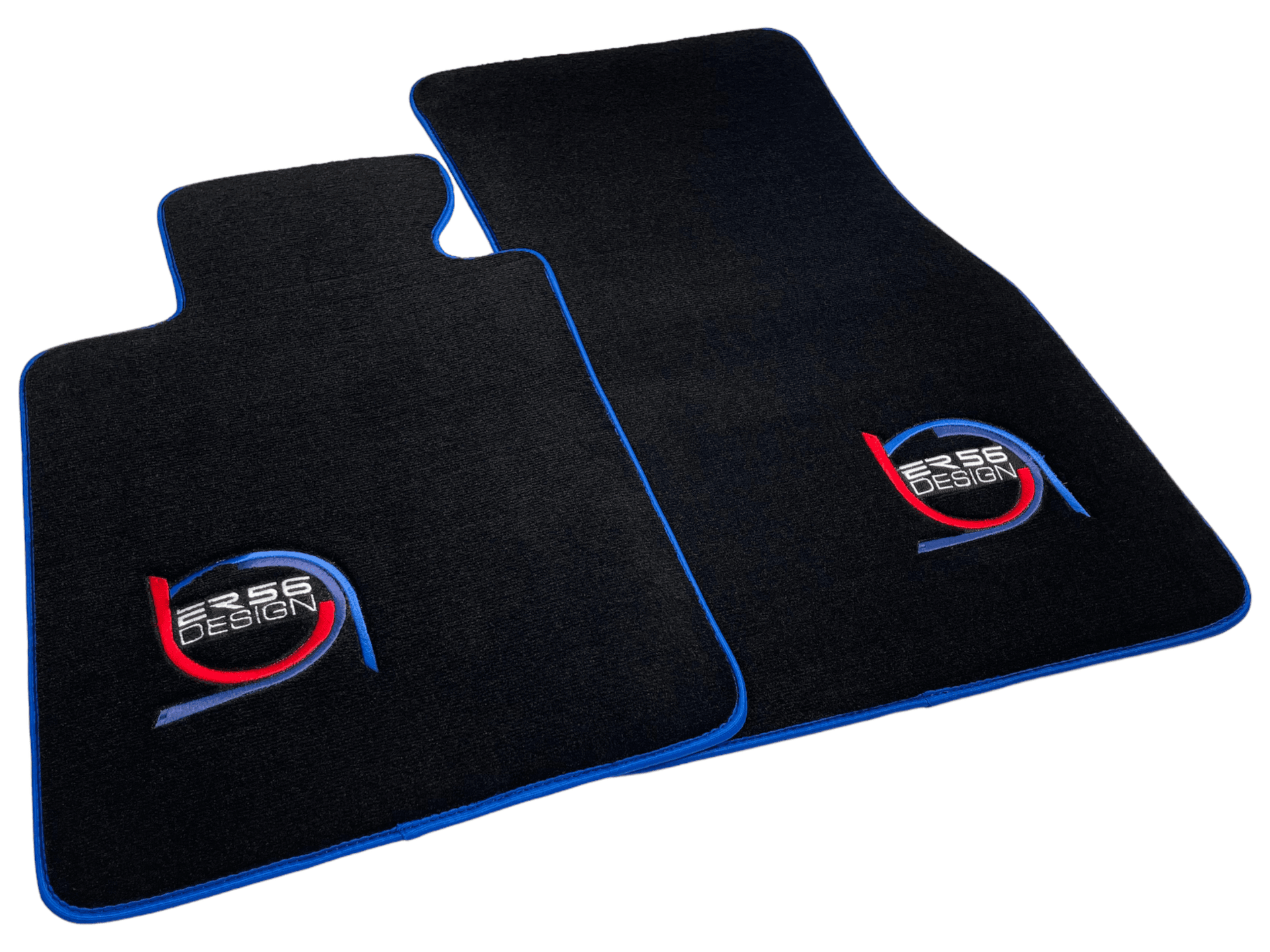 Black Floor Mats For BMW 7 Series E38 Long ER56 Design Limited Edition Blue Trim - AutoWin