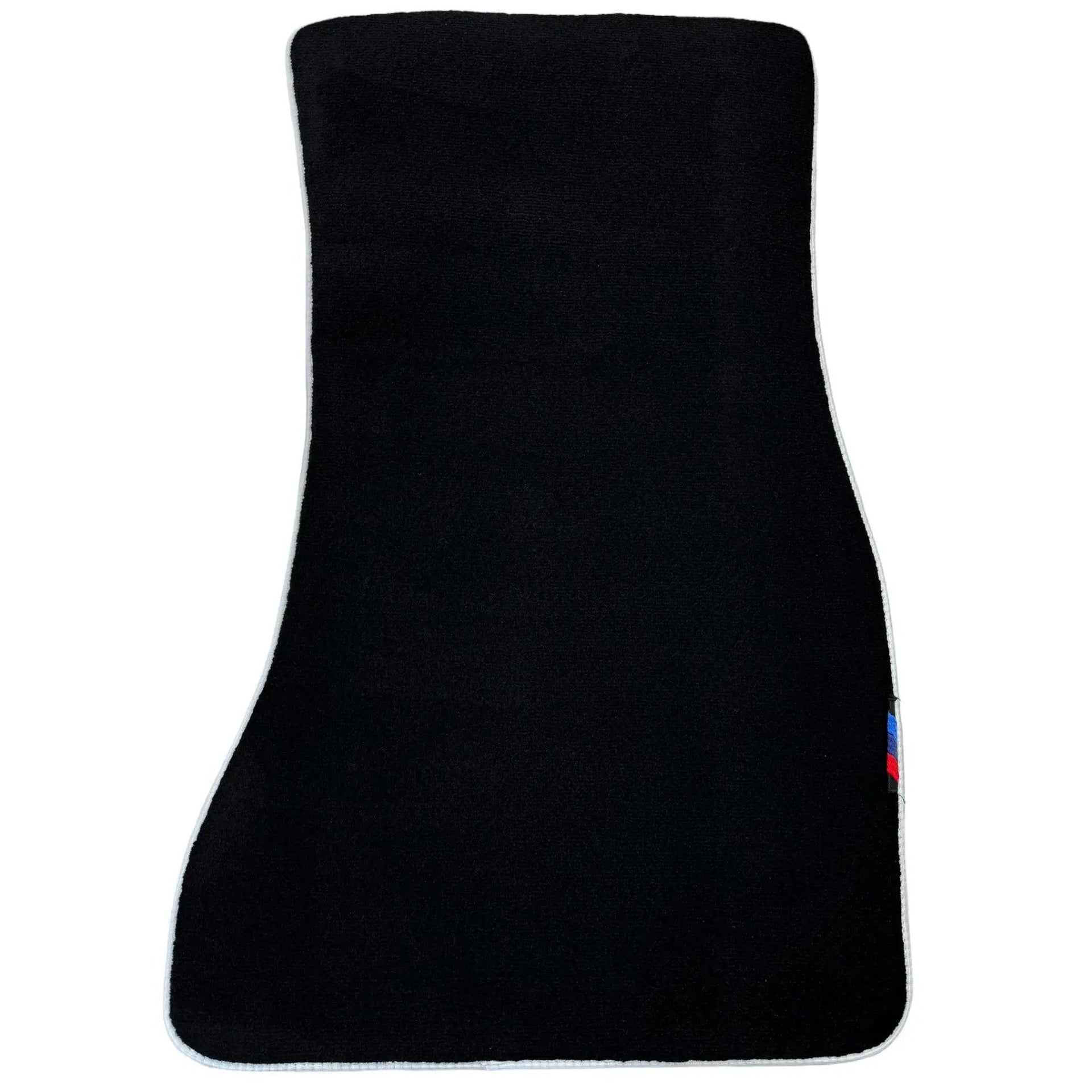 Black Floor Mats For BMW 7 Series F01 | White Trim AutoWin Brand - AutoWin