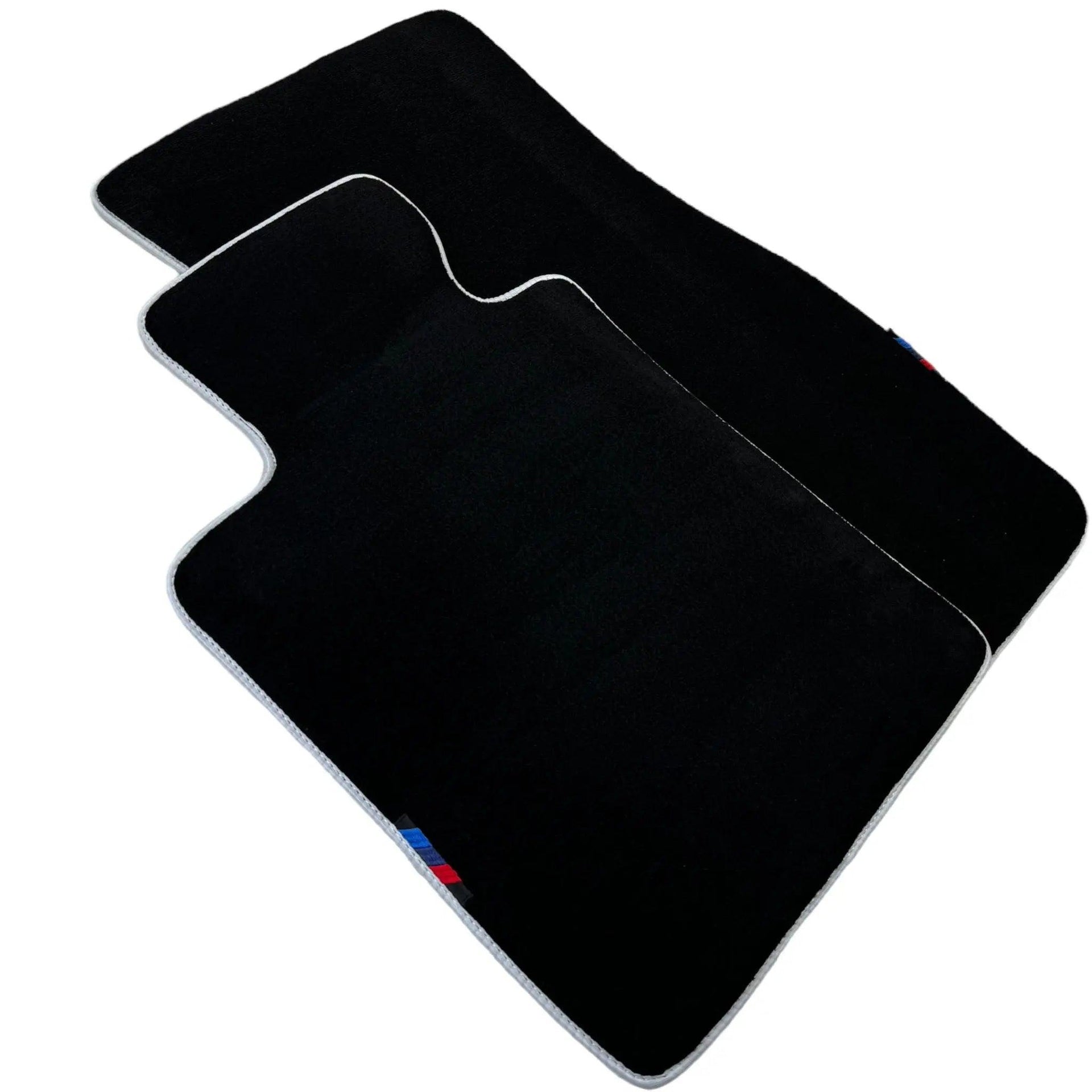 Black Floor Mats For BMW 7 Series F01 | White Trim AutoWin Brand - AutoWin