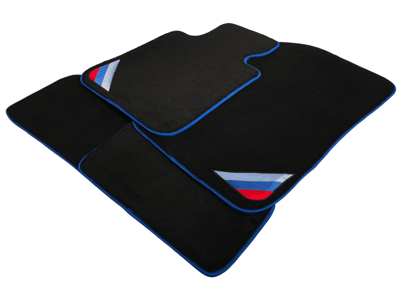Black Floor Mats For BMW X1 Series E84 With Blue Trim - AutoWin