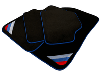 Black Floor Mats For BMW X1 Series E84 With Blue Trim - AutoWin