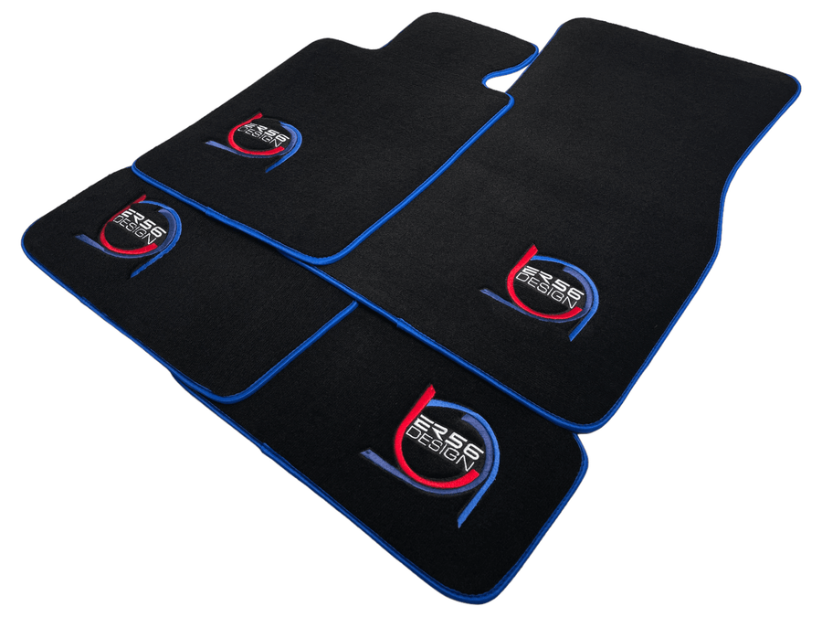 Black Floor Mats For BMW X6M E71 SUV ER56 Design Limited Edition Blue Trim - AutoWin