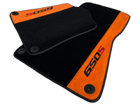 Black Floor Mats For McLaren 650S Black Tailored With Orange Alcantara Leather - AutoWin