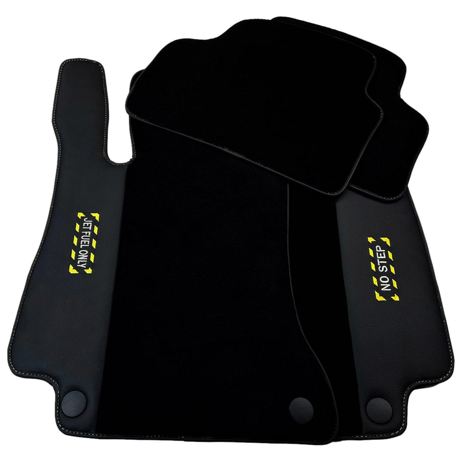 Black Floor Mats For Mercedes Benz C-Class C205 Coupe Facelift (2018-2023) | Fighter Jet Edition - AutoWin