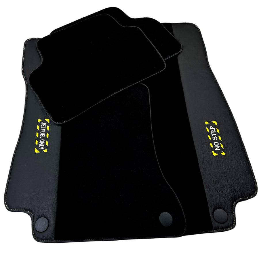Black Floor Mats For Mercedes Benz C-Class C205 Coupe Facelift (2018-2023) | Fighter Jet Edition - AutoWin