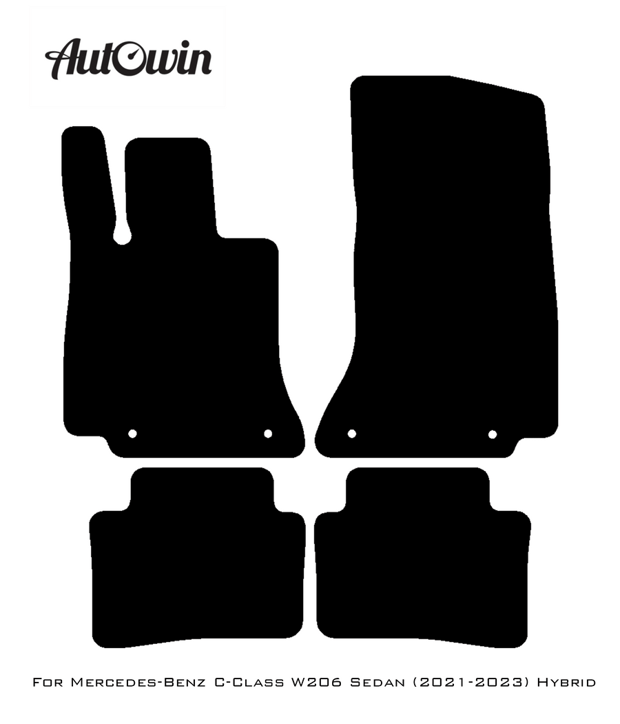 Black Floor Mats For Mercedes Benz C-Class W206 Sedan (2021-2023) Hybrid| Fighter Jet Edition - AutoWin