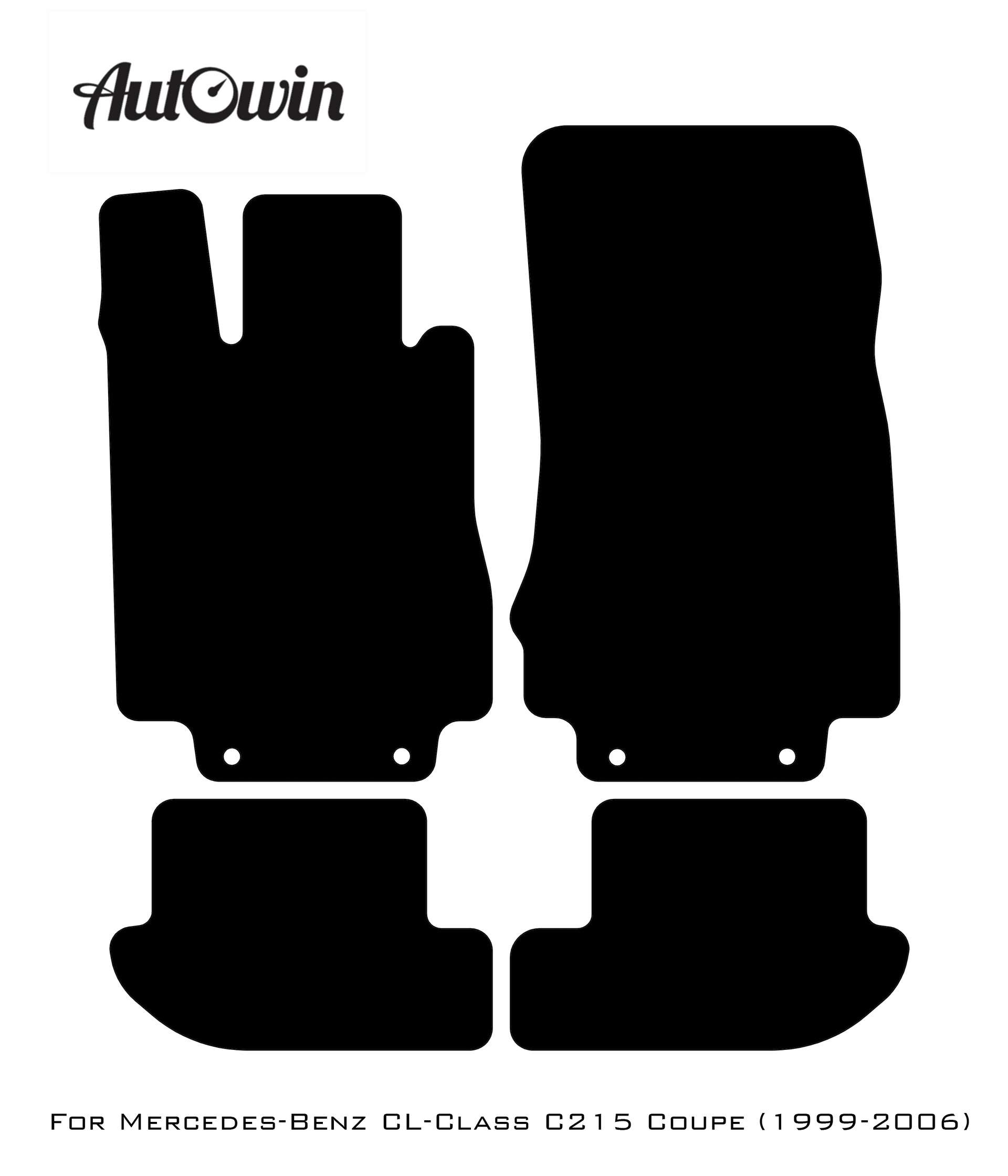 Black Floor Mats For Mercedes Benz CL-Class C215 Coupe (1999-2006) | Fighter Jet Edition - AutoWin