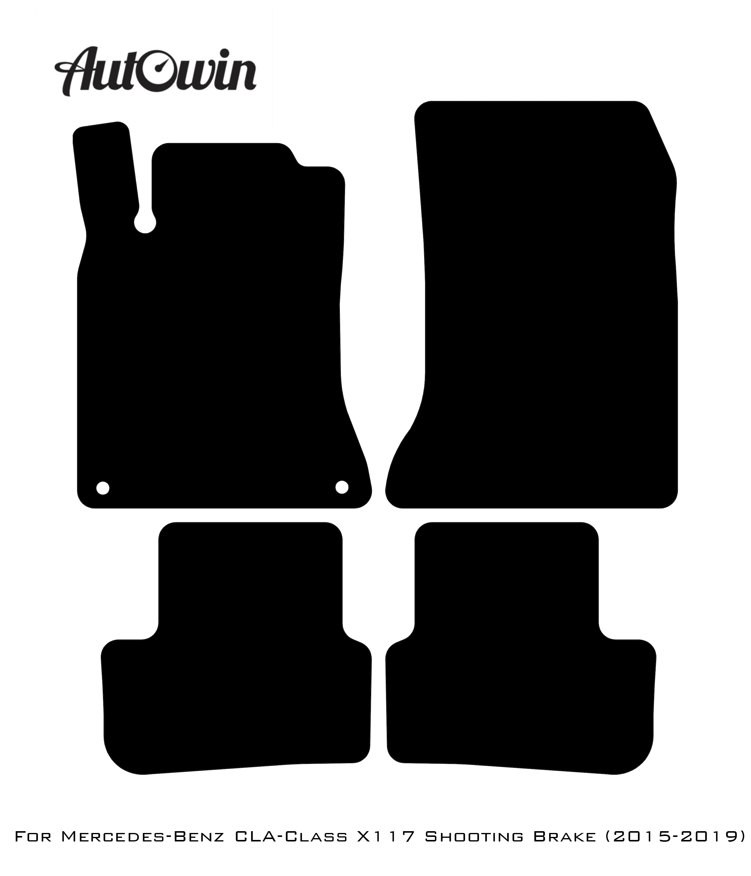Black Floor Mats For Mercedes Benz CLA-Class X117 Shooting Brake (2015-2019) | Fighter Jet Edition - AutoWin
