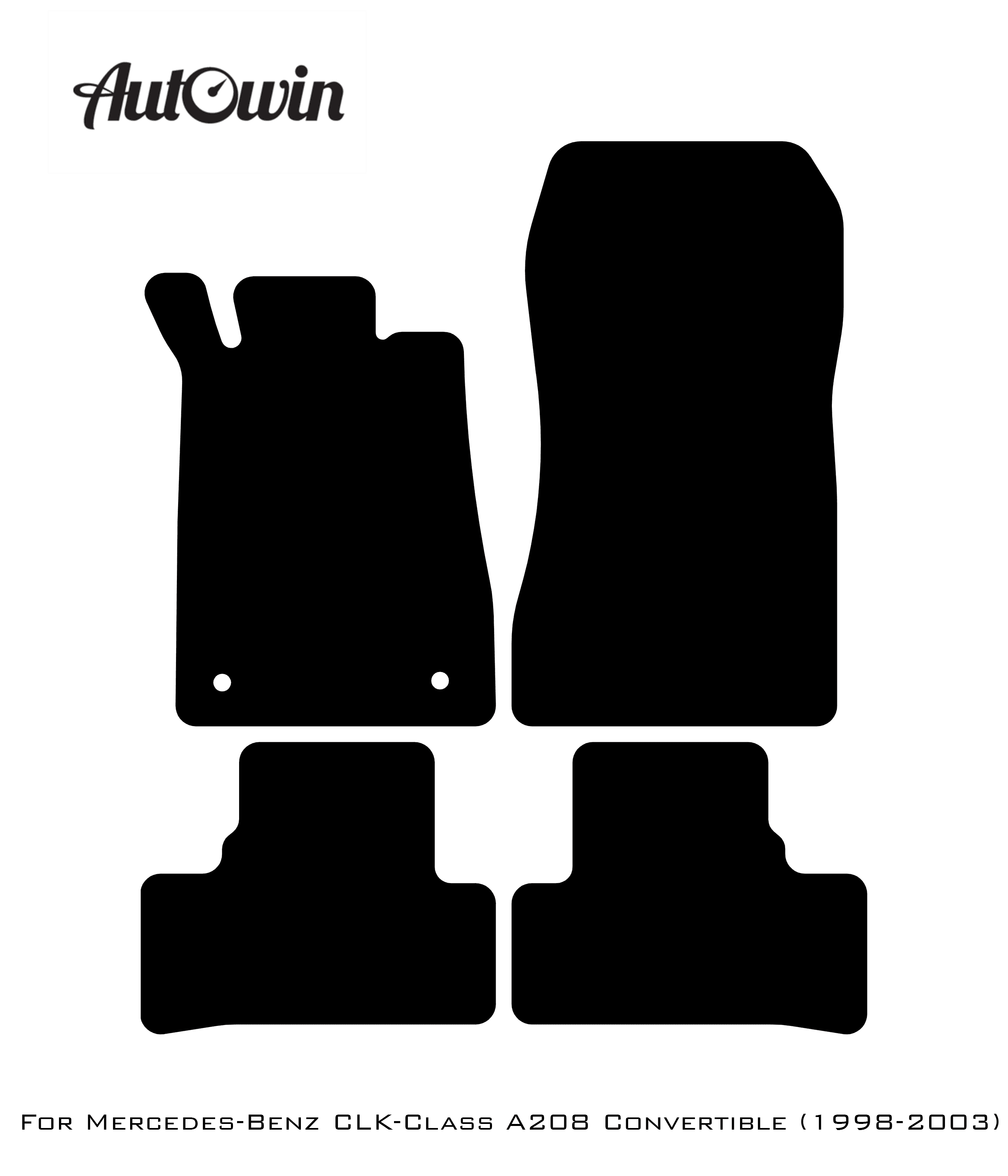 Black Floor Mats For Mercedes Benz CLK-Class A208 Convertible (1998-2003) | Fighter Jet Edition - AutoWin