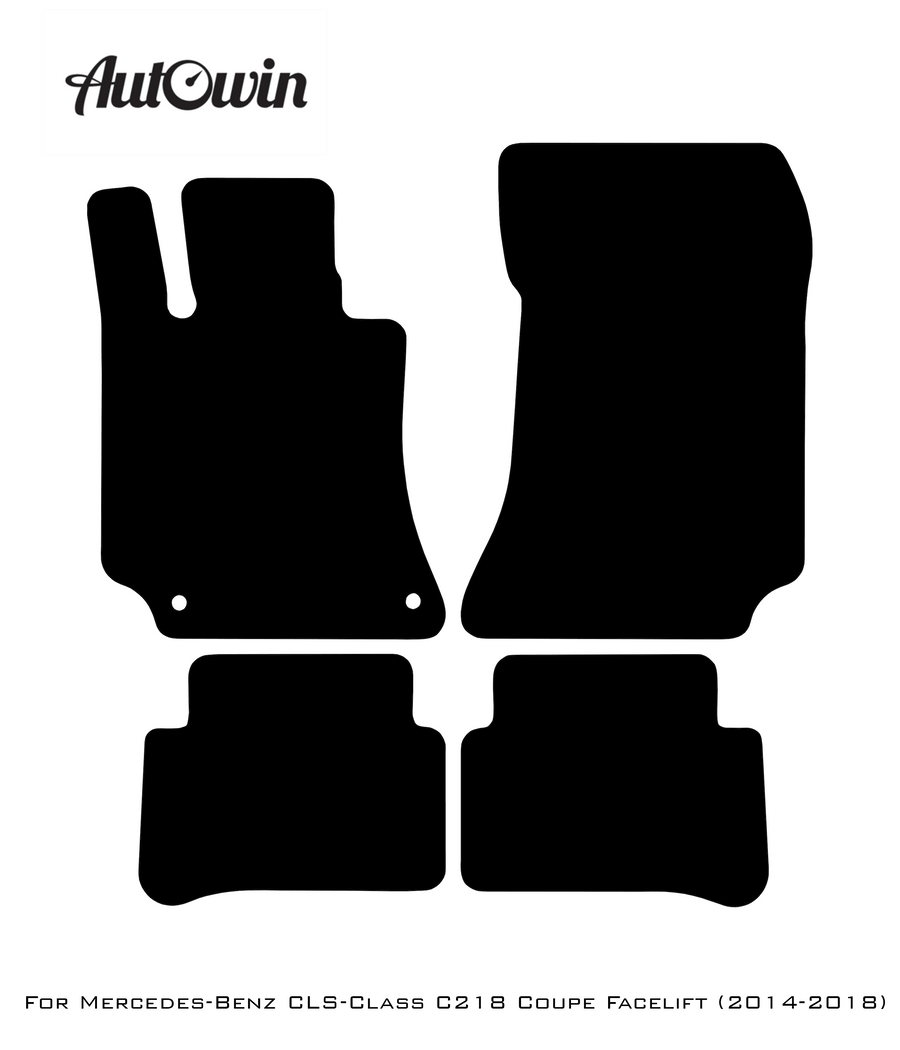 Black Floor Mats For Mercedes Benz CLS-Class C218 Coupe Facelift (2014-2018) | Fighter Jet Edition - AutoWin