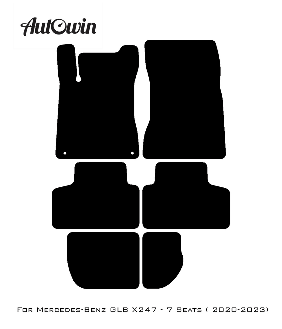 Black Floor Mats For Mercedes Benz GLB-Class X247 (2020-2023) | Fighter Jet Edition - AutoWin
