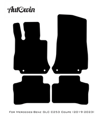 Black Floor Mats For Mercedes Benz GLC-Class C253 Coupe (2019-2023) | Fighter Jet Edition - AutoWin