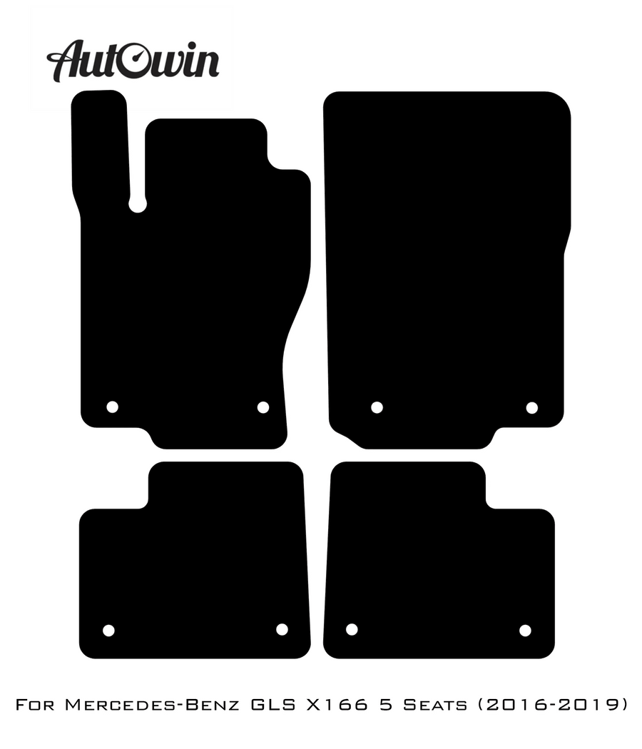 Black Floor Mats For Mercedes Benz GLS-Class X166 (2016-2019) | Fighter Jet Edition - AutoWin