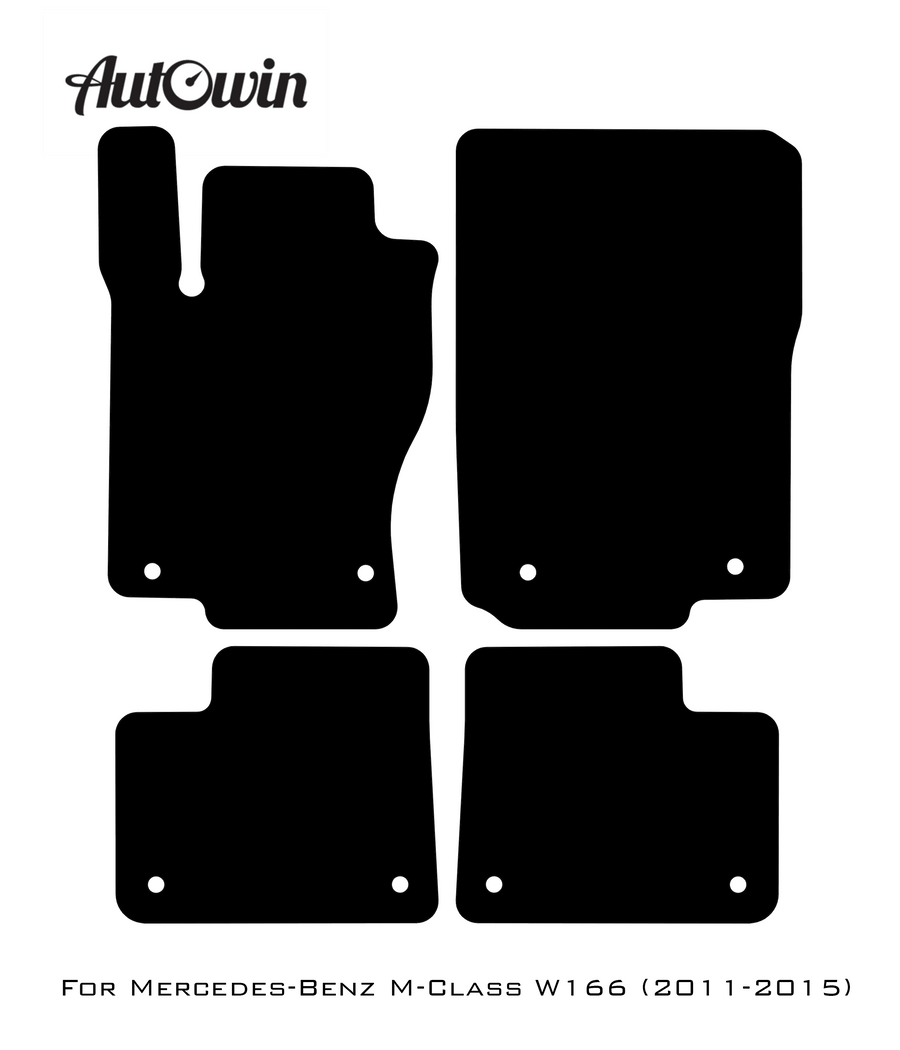 Black Floor Mats For Mercedes Benz M-Class W166 (2011-2015) | Fighter Jet Edition - AutoWin