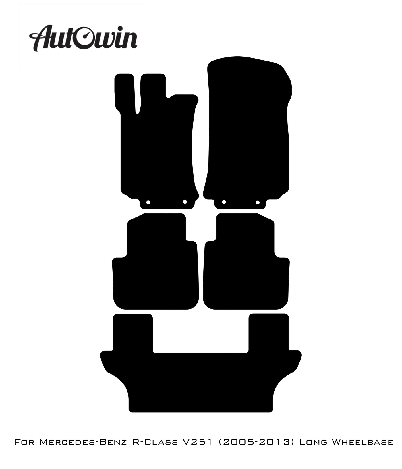 Black Floor Mats For Mercedes Benz R-Class V251 (2005-2013) Long Wheelbase | Fighter Jet Edition - AutoWin