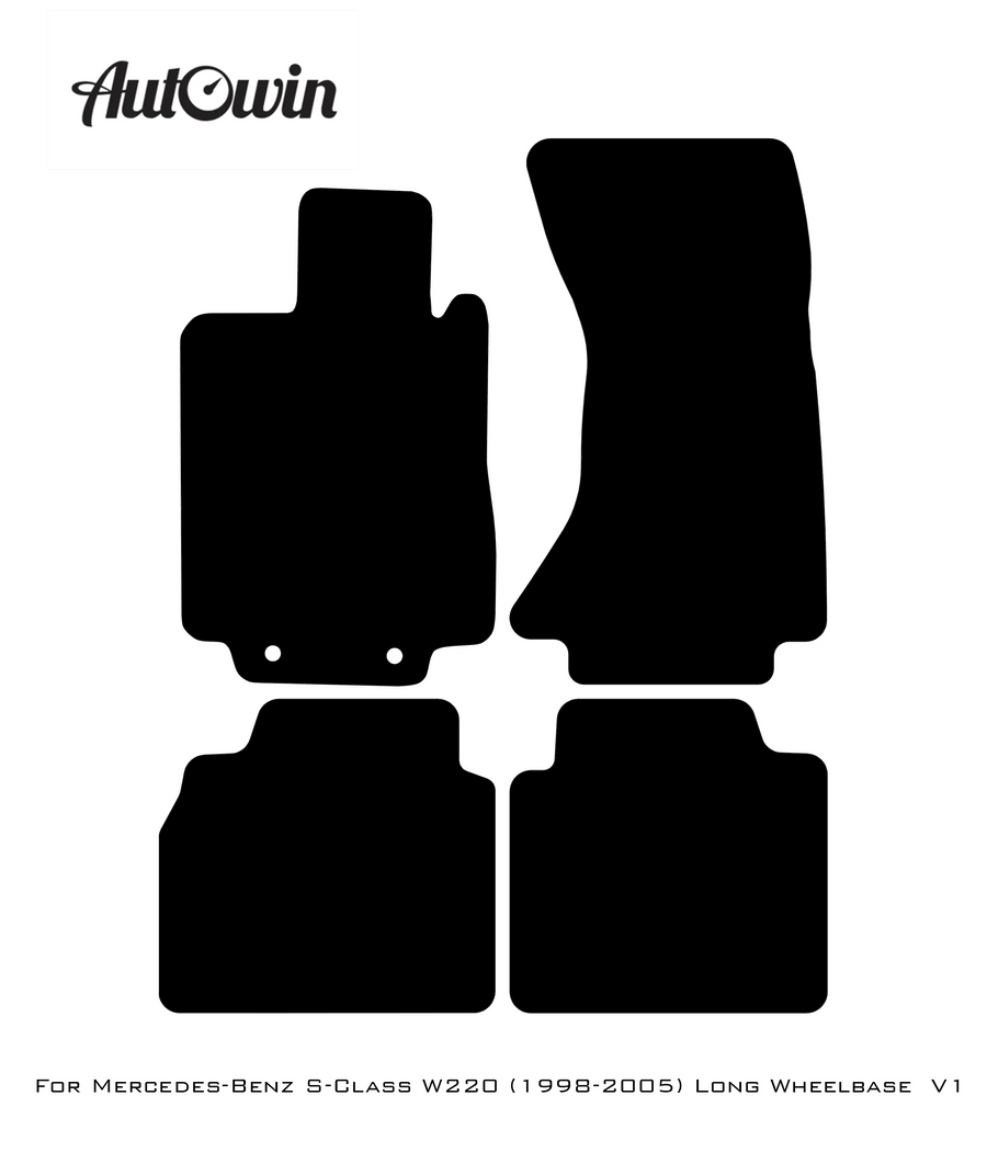 Black Floor Mats For Mercedes Benz S-Class W220 (1998-2005) Long Wheelbase | AutoWin Edition - AutoWin