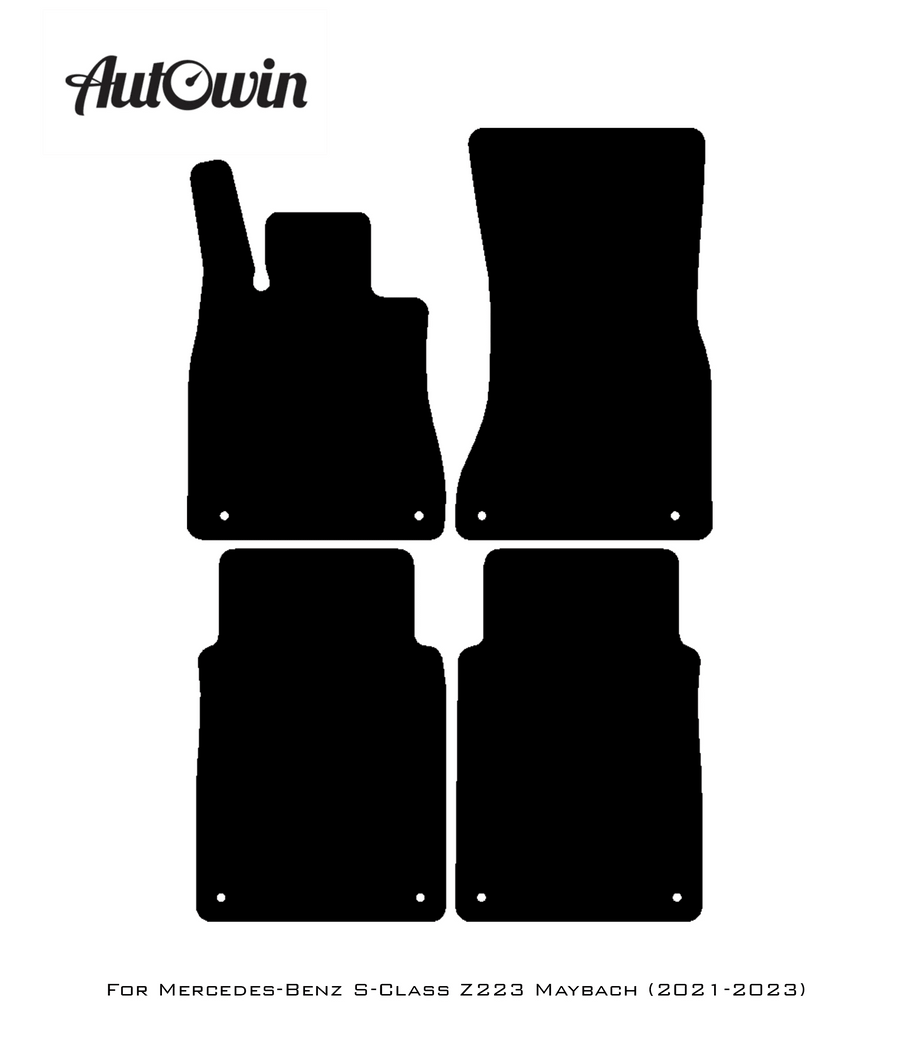 Black Floor Mats For Mercedes Benz S-Class Z223 Maybach (2021-2023) | Fighter Jet Edition - AutoWin