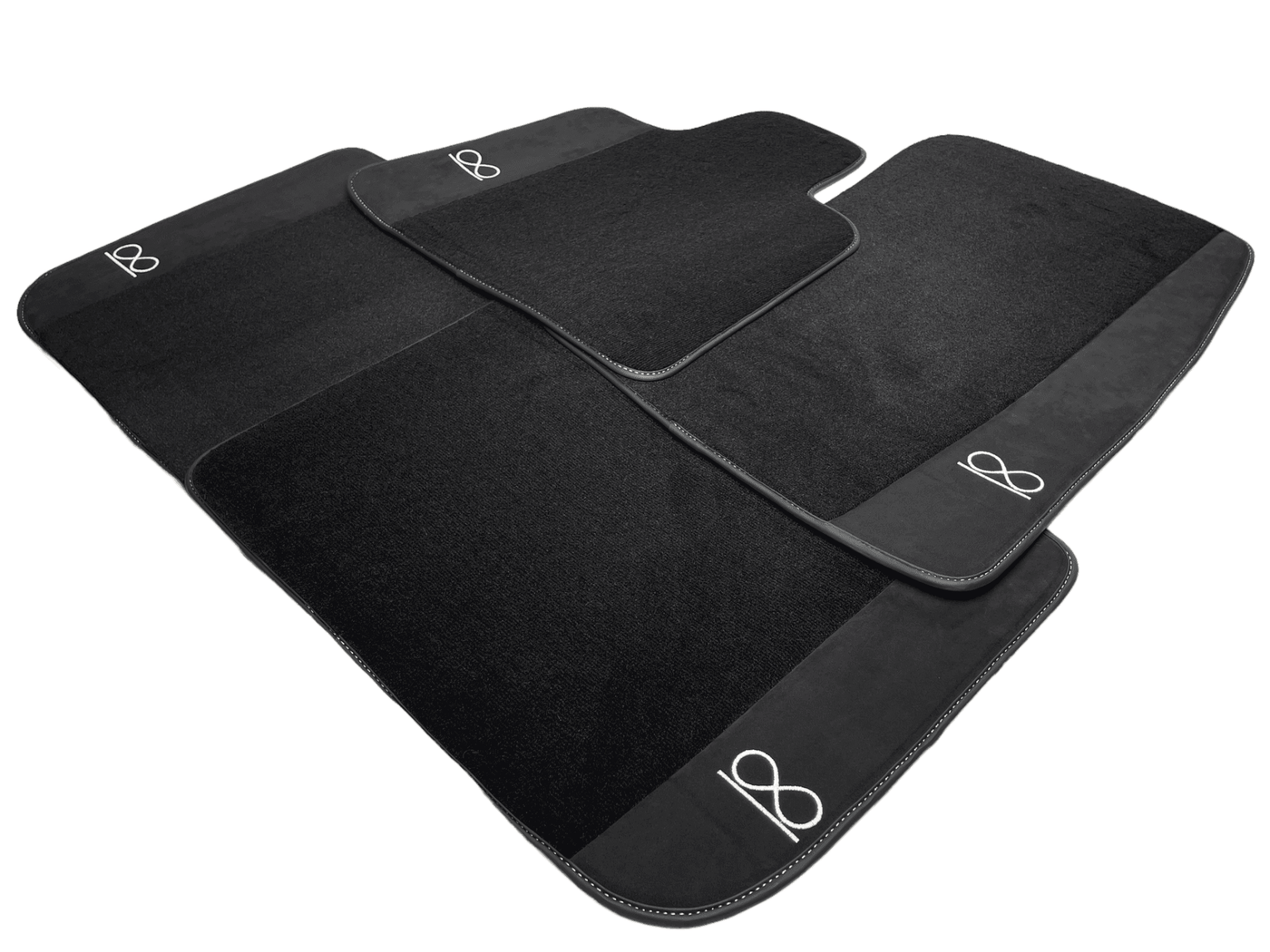 Black Floor Mats For Rolls Royce Black Badge Ghost Fluorescent Logo - AutoWin