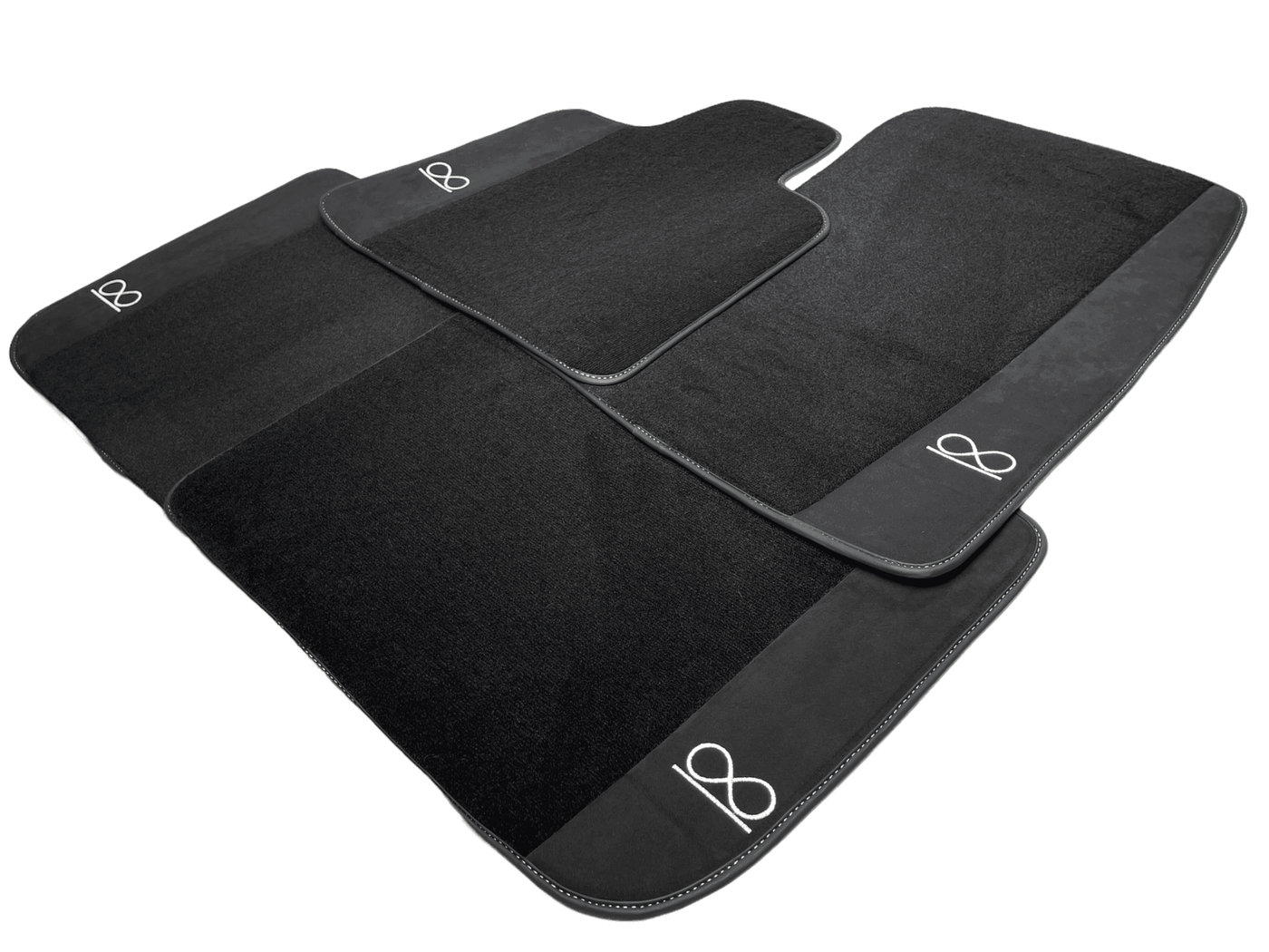 Black Floor Mats For Rolls Royce Black Badge Ghost Fluorescent Logo - AutoWin