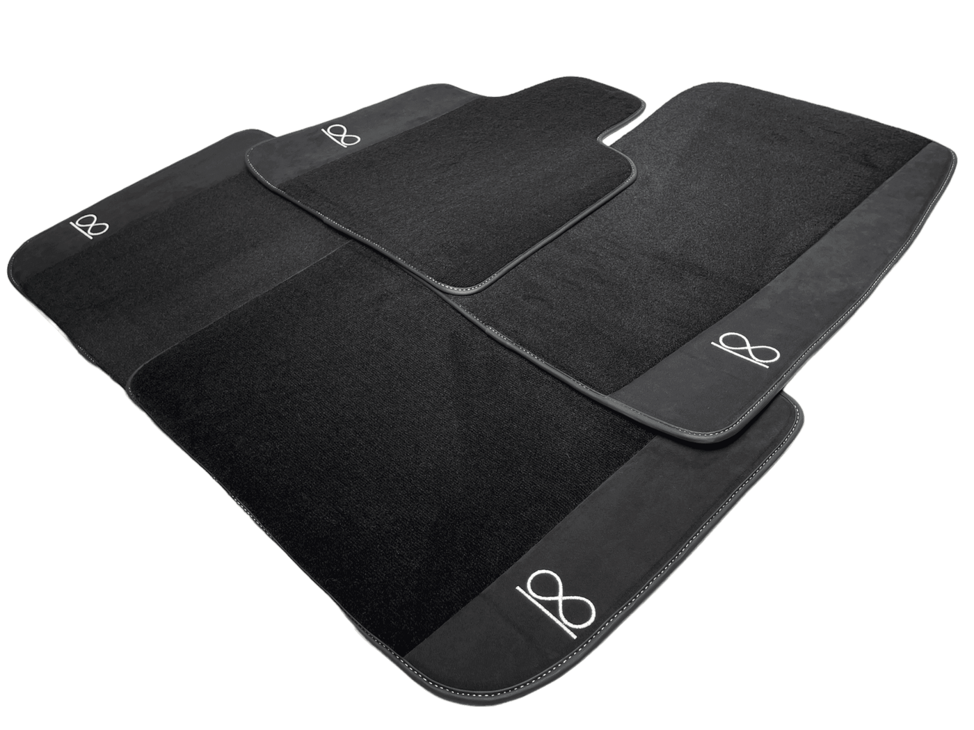 Black Floor Mats For Rolls Royce Black Badge Phantom Drophead Fluorescent Logo - AutoWin