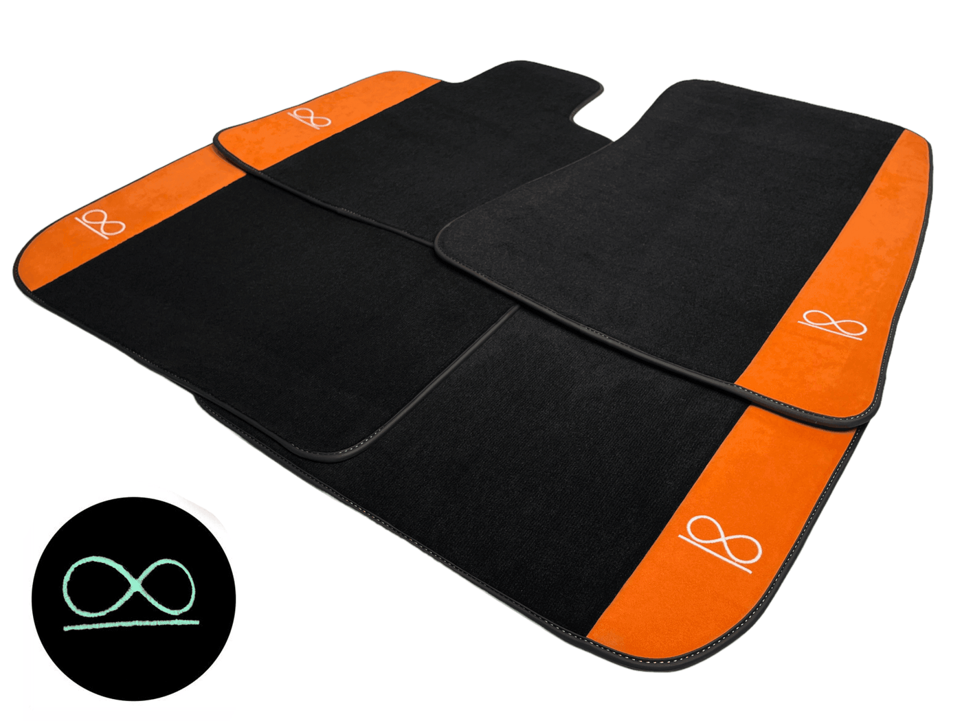 Black Floor Mats For Rolls Royce Black Badge Phantom Orange Alcantara - AutoWin