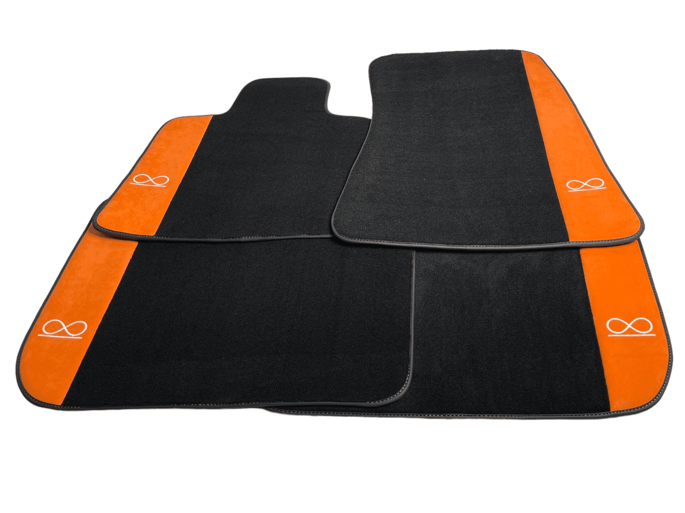 Black Floor Mats For Rolls Royce Black Badge Phantom Orange Alcantara - AutoWin
