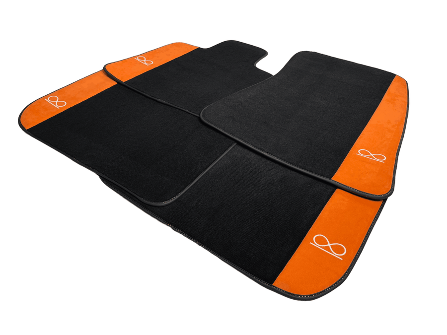 Black Floor Mats For Rolls Royce Black Badge Phantom Orange Alcantara - AutoWin