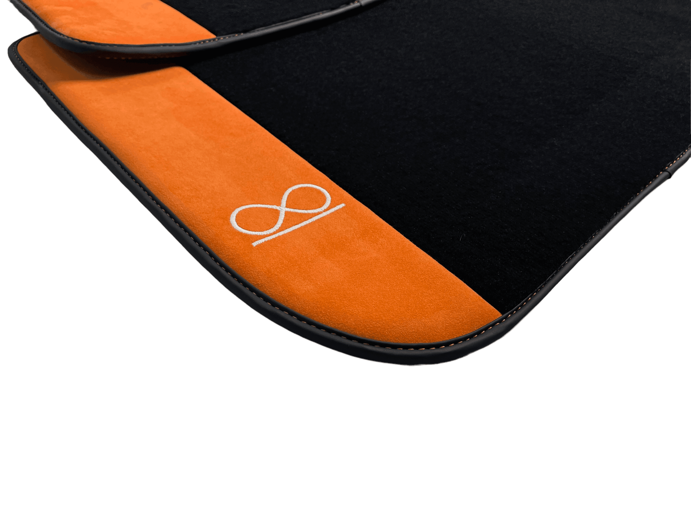 Black Floor Mats For Rolls Royce Black Badge Phantom Orange Alcantara - AutoWin