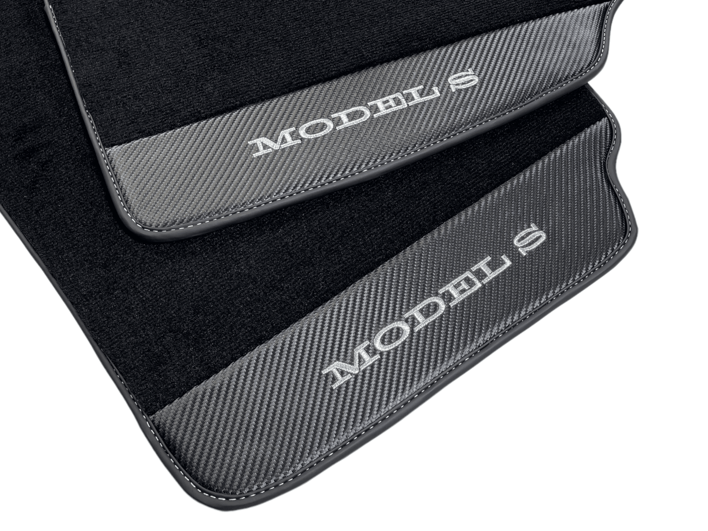 Black Floor Mats For Tesla Model S With Carbon Fiber Leather - AutoWin