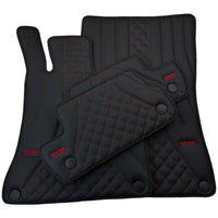 Black Leather Floor Mats For Mercedes Benz E-Class S124 Estate (1985-1996) | ER56 Design - AutoWin