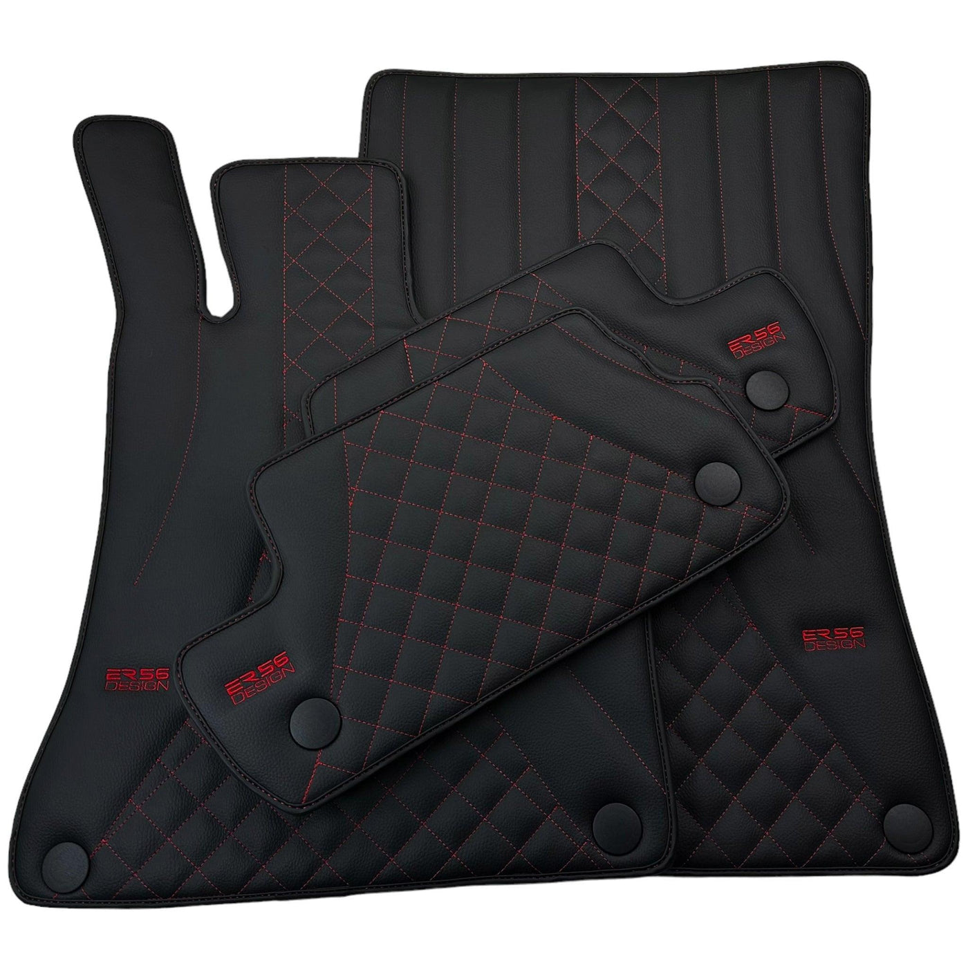 Black Leather Floor Mats For Mercedes Benz E-Class S210 Estate 4Matic (1996-2003) | ER56 Design - AutoWin