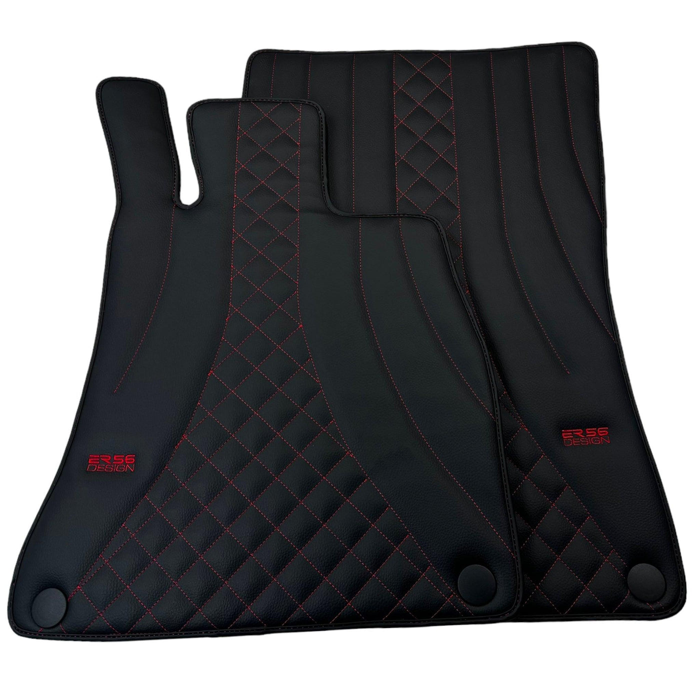 Black Leather Floor Mats For Mercedes Benz E-Class S211 Estate (2003-2009) | ER56 Design - AutoWin