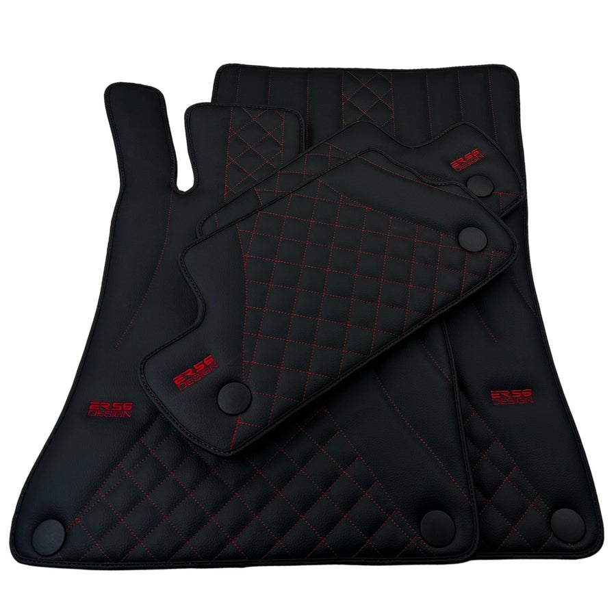 Black Leather Floor Mats For Mercedes Benz E-Class S213 All Terrain (2020-2023) | ER56 Design - AutoWin