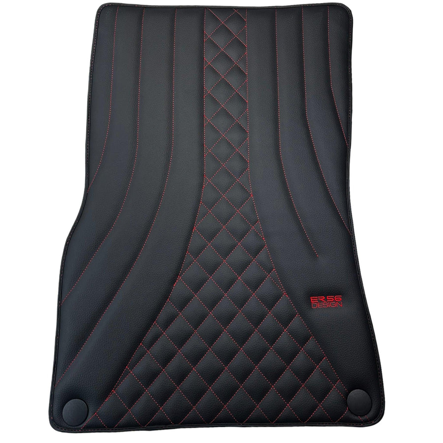 Black Leather Floor Mats For Mercedes Benz EQS-Class X296 (2022-2023) | ER56 Design - AutoWin