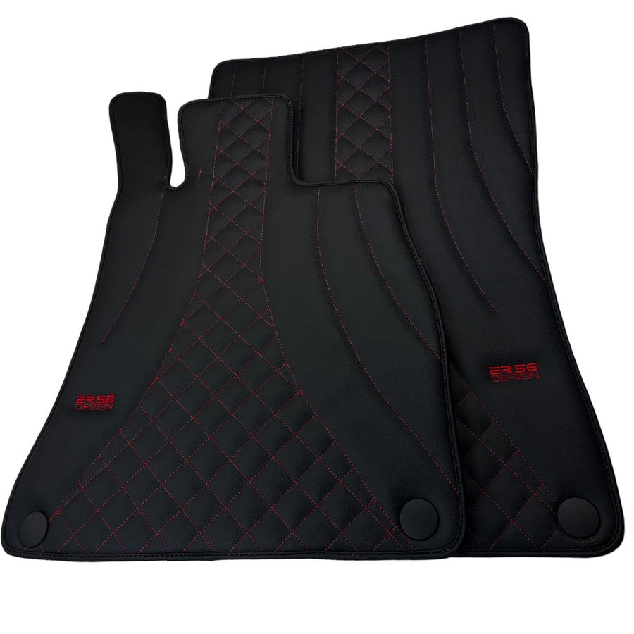Black Leather Floor Mats For Mercedes Benz EQS-Class X296 (2022-2023) | ER56 Design - AutoWin